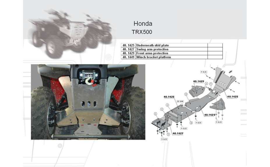 Osłona spodu pod quada ATV, Honda Foreman (Rubicon) TRX500